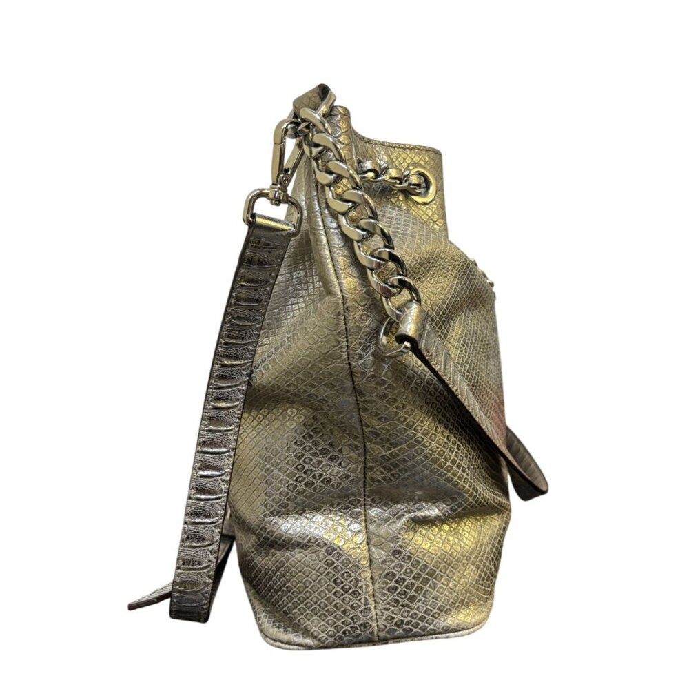 Michael Kors Metallic Snake Print Shoulder Bag With Chain Strap - Picture 3 of 7